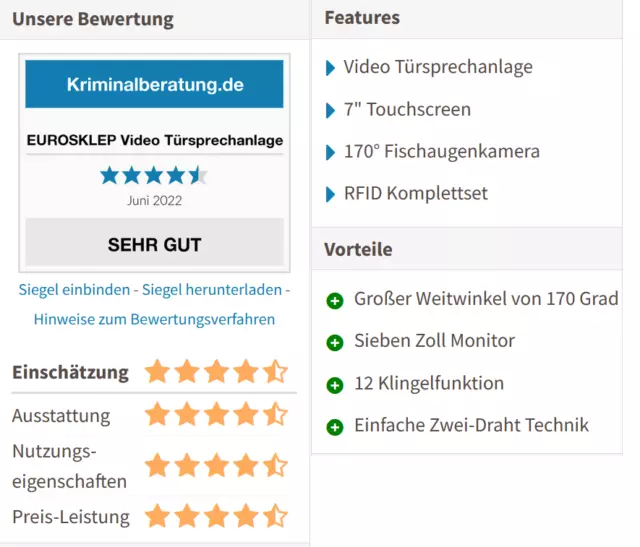 1 Familien Briefkasten Videotürsprechanlage Edelstahl 170°Kamera 7"Touchscreen 2