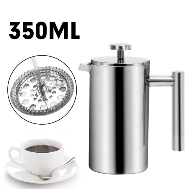 350ML Stainless Steel Double Wall French Coffee Press Tea Pot Plunger Maker AU