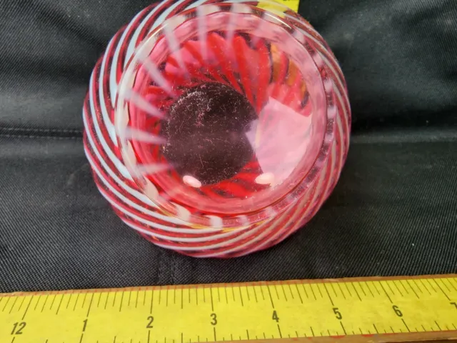 Fenton Art Glass Cranberry Opalescent Optic Swirl Vase Flawless Shape 3