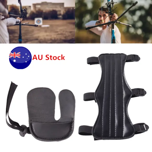Archery Finger Guard Adjustable Bow Armguard Hunting Practice AU
