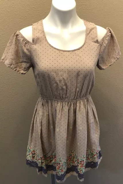 Floral Cold Shoulder Dress Juniors Size Medium By En Creme Multicolor