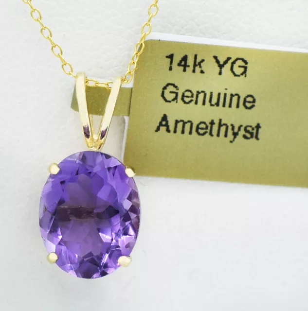 GENUINE 2.78 CTS AMETHYST PENDANT 14K SOLID YELLOW GOLD - Free ...