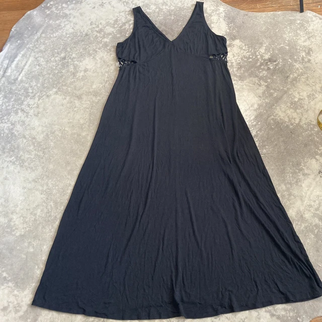 xhilaration maxi dress Womens size 2XL black Sleeveless Side Cutout v neck New