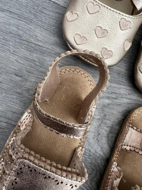 Pacchetto sandali scarpe bambina oro 6-12 mesi x2 paia occasione pelle successiva 2