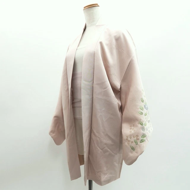 9267E4 Silk Vintage Japanese Kimono Haori Jacket Chrysanthemum