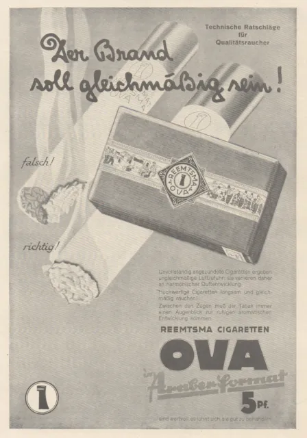 J1339 Reemtsma Cigaretten OVA - Pubblicità grande formato - 1929 Old advertising