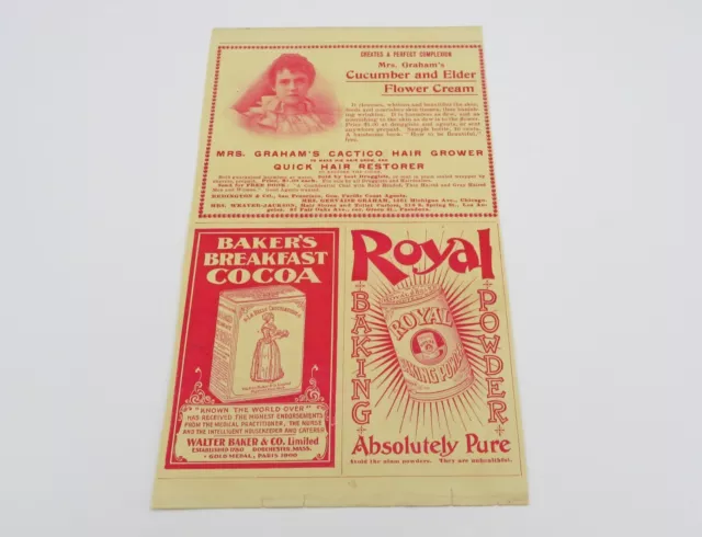 1901 Royal Baking Powder, Baker's Breakfast Cocoa, Knox's gelatin Vintage Ad