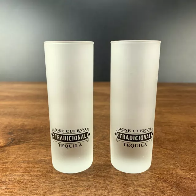 (2)  JOSE CUERVO TEQUILA SHOT GLASSES--FROSTED--TRADICIONAL Free Shipping