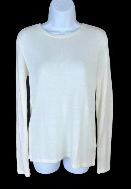 Women's Barneys New York Ivory Cashmere Crew Neck Pullover Sweater Size 3