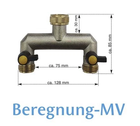 2 / 3 Wege Wasserverteiler Messing Gartenschlauch Wasserhahn Verteiler 3/4 Zoll