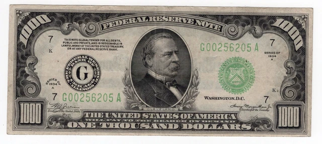 Series 1934A $1,000 Chicago Federal Reserve Note