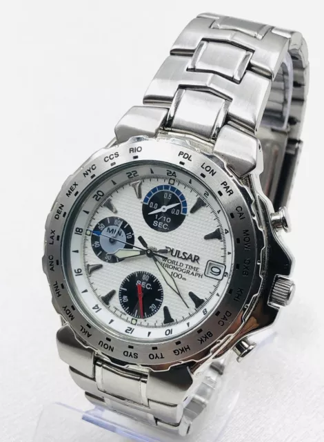 Pulsar Chronograph Herrenarmbanduhr World Time / 100 M