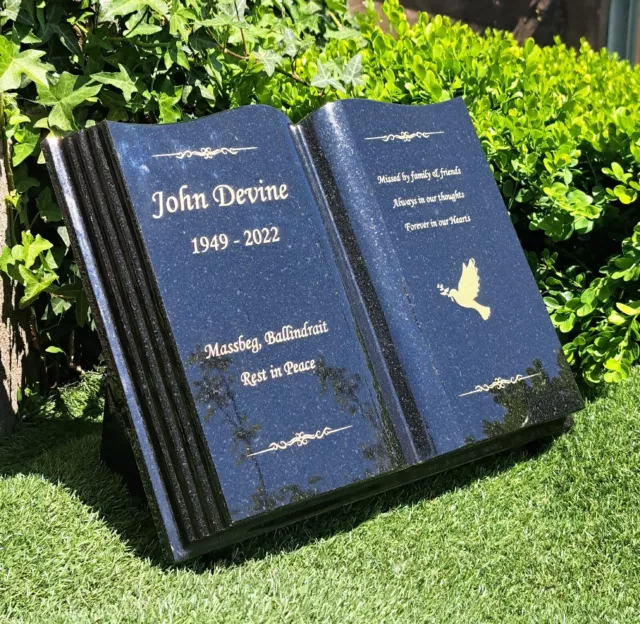 Lapide cimitero cimitero libro aperto personalizzato memoriale tomba tomba