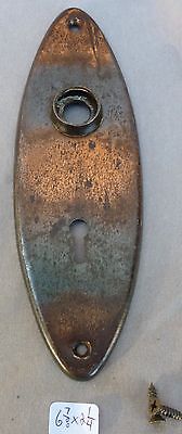 Door Knob Back Plate OVAL flashed copper plated over steel  6 7/8"h x 2 1/4"w..