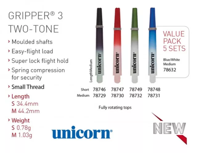 Unicorn Gripper 3 TWO-TONE Shaft blau weiß medium | Shaft Flight Shafts Flights