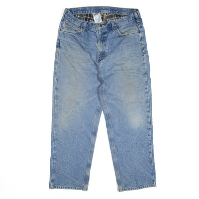 CARHARTT jeans blu denim effetto invecchiato Rilassata Dritto Da Uomo W38 L30 
