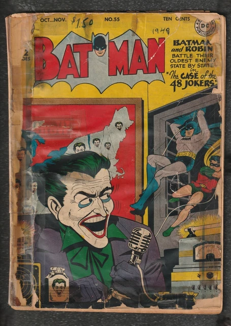 Batman #55 1949 Dc Golden Age Classic Joker Cover & Story Affordable Key Pr .5
