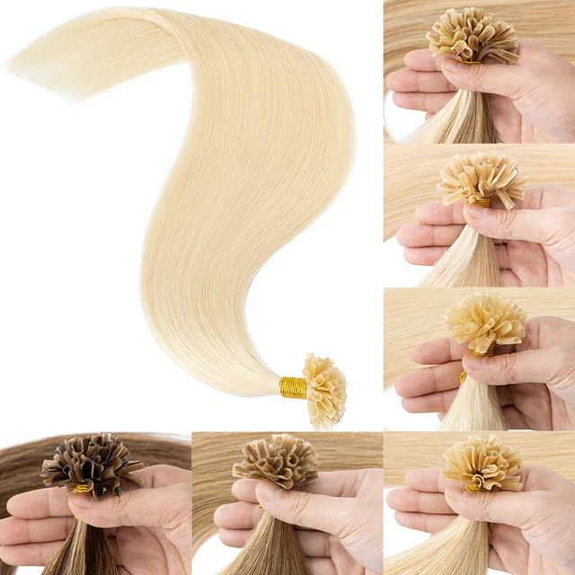 U-Tip 100% Real Remy Human Hair Extensions Keratin Bondings Fusion Nail Tip