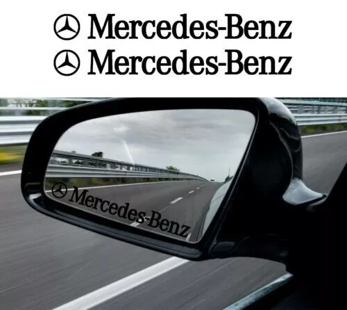 2 x Mercedes Benz Side Mirror Quality Decal Sticker 100mm (Black White Red)