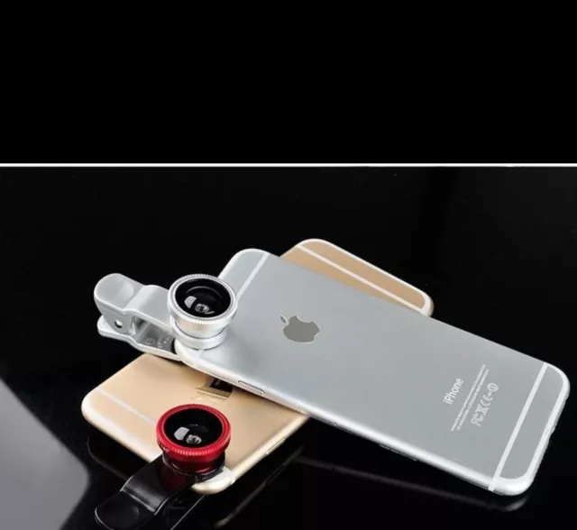3in1 Mobile Phone Wide Angle Zoom Camera Fisheye Macro Lens Clip-on Universal