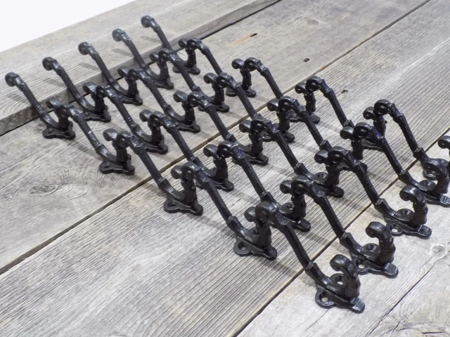 25 Black Coat Hooks Iron Antique Look Hat Hook Restoration Small Victorian Bath