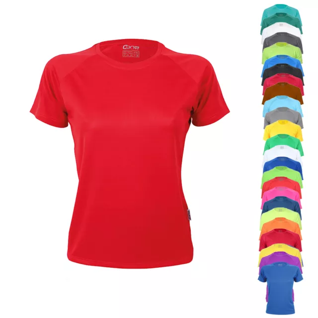 Cona Sports Ladies Rainbow Tech Tee Shirt Funktionsshirt Mesh Slim-Fit Raglan