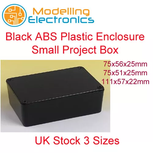 Black ABS Plastic Enclosure Small Project Box For Electronic Circuits 3 Sizes