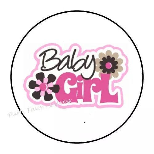 30 Girl Baby Shower Envelope Seals Labels Stickers Party Favors 1.5" Round