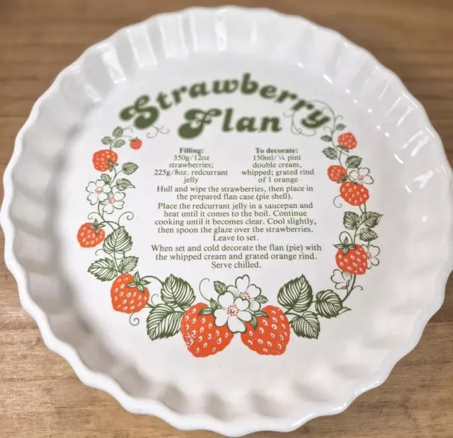 Vintage Ashley Ceramics Recipe Strawberry Flan 23cm Quiche Flan Tart Dish Retro