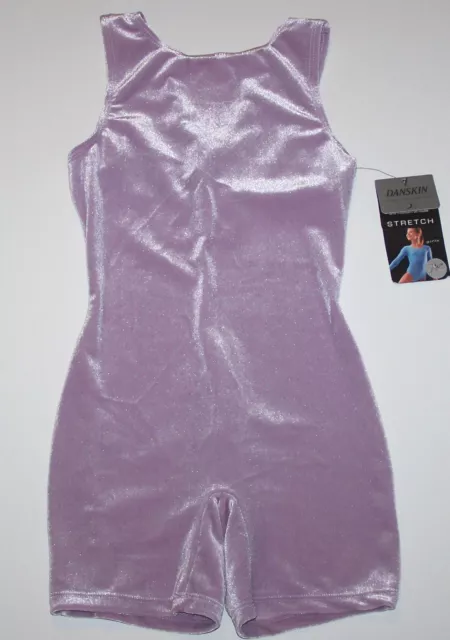 Danskin Biketard Unitard Leotard Bodysuit Velvet Lilac Bike Leg New Girl Int L