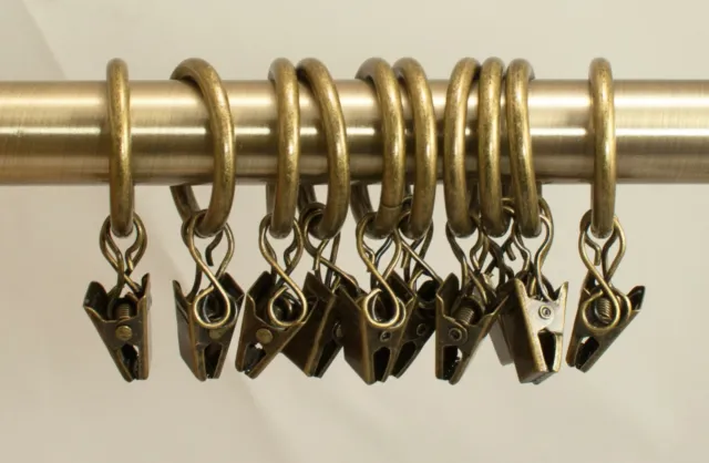 Urbanest 10PK Metal Curtain Drapery Rings w/ Clips & Eyelets,Fits up to 3/4" rod