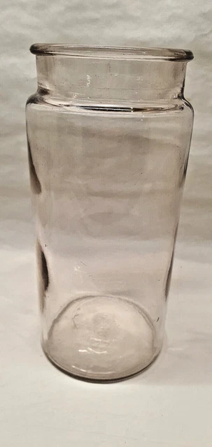 Antiguo Gran Tarro O Bote De Farmacia en Cristal 2,5L Decorado Colección