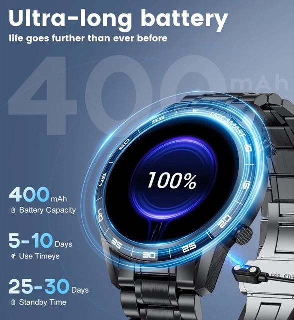 MEN'S FASHION SMART Watch Voice Assistance/Make Call, 1.43" Black £39.