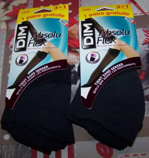 DIM- lot de 8 paires de mi-bas noir Absolu Flex - taille 35/41