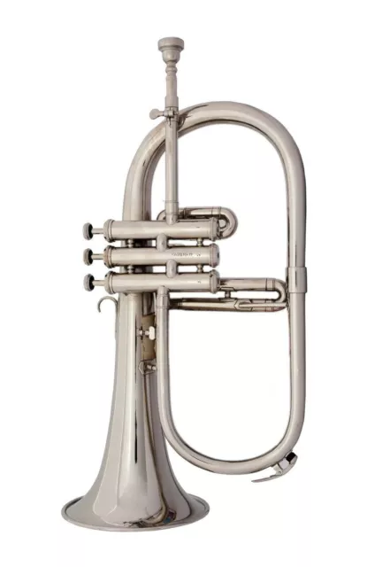 NEW SILVER! Bb FLAT FLUGEL HORN  FREE HARD CASE+MOUTHPIECE