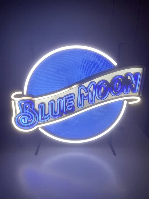 Vintage Blue Moon Neon Sign - 28" x 23" Beer Sign Tested Works