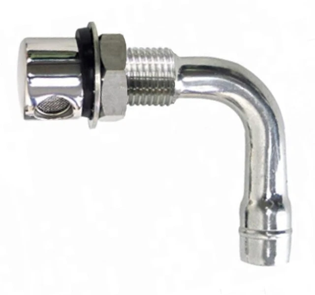 Chrome Évent de Cuve Avec Flamme Trap, Anglé Bas, 19mm Fil 16mm Queue Tuyau 4174