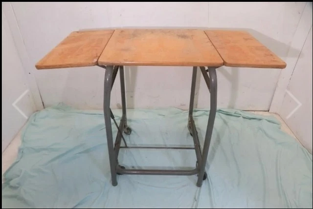 Vintage Garret Wood Metal Typewriter Table Drop Down Sides w/Wheels Indiana Vintage Garret Wood Metal Typewriter Table Drop Down Sides w/Wheels Indiana