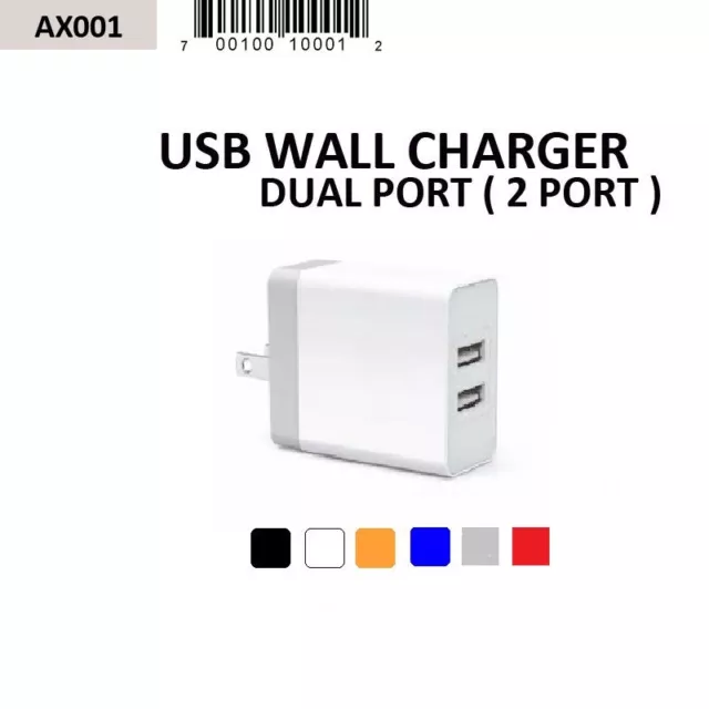 Wholesale Lot 24 Pcs Dual Port / 2 Port 2.1A 10W Anex Usb Wall Chargers