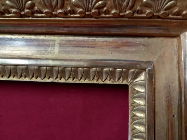 Bellissima Cornice Antica Oro Zecchino Cassonetto Intagliato Xix Secolo 3