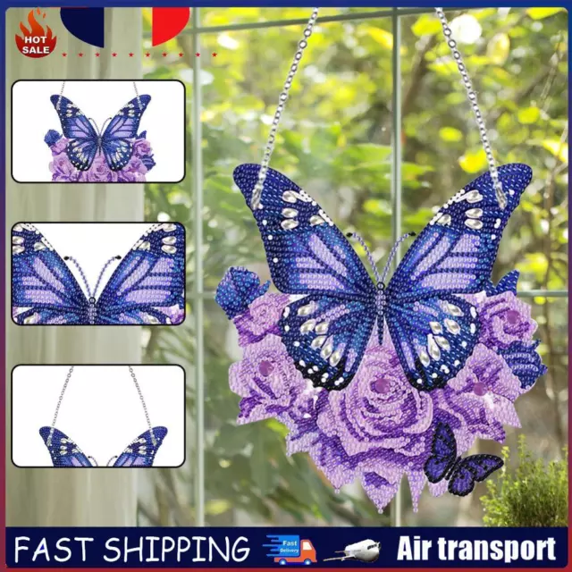 Acrylic Butterfly Single Side Diamond Art Hanging Pendant for Wall Home Decor FR