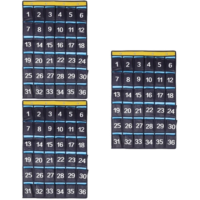 3pcs Numbered Pocket Chart Classroom Pocket Chart Classroom Phone Organizer for