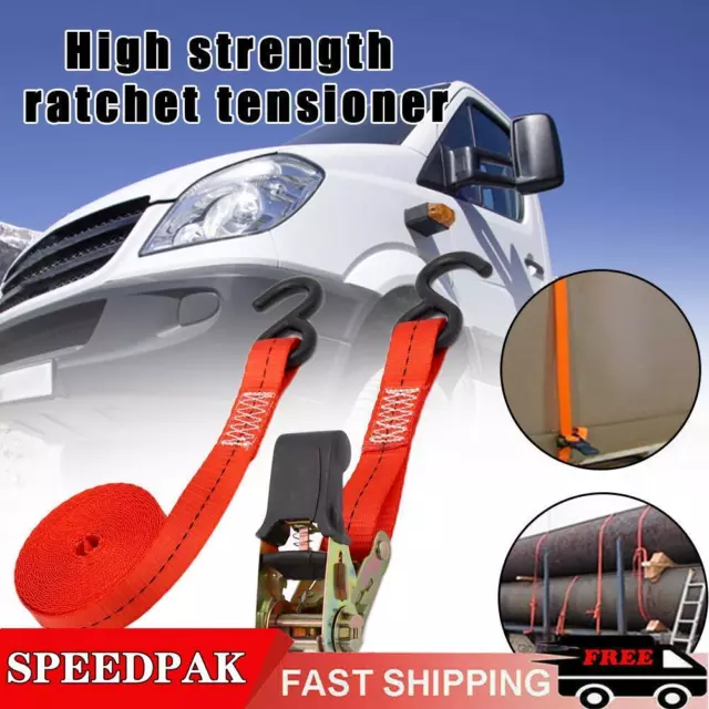 1Pc 4 Heavy Duty Ratchet Straps Tie Down Cargo Luggage 4m Van For Campin