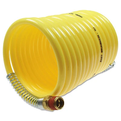 Nylon Self-Storing Air Hoses, 1/4 in I.D., 50 Ft, 2 Swivel Fittings Coilhose