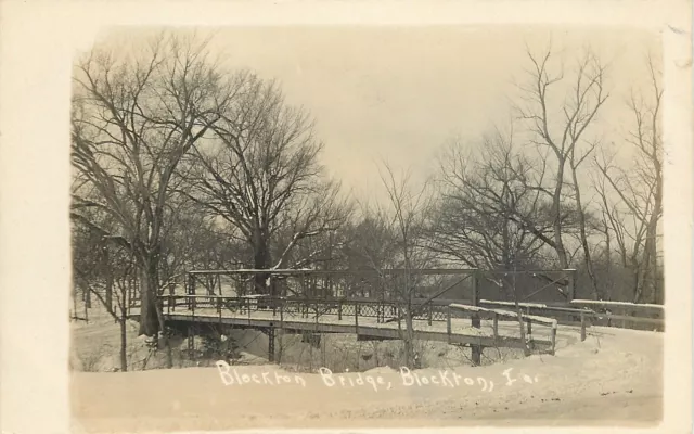 Blockton Iowa~Snow Covered Blockton Bridge~Steel & Wood Rails~1912 Postcard~RPPC