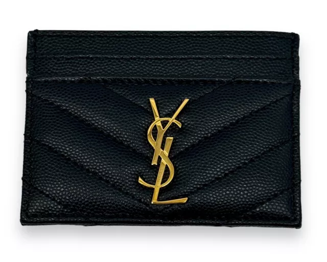 Saint Laurent YSL Cassandre Matelasse Leather Card Case Holder In Black