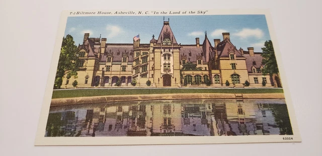 Asheville, NC Biltmore House Front View Mansion T2 1940s Linen Postcard Unused!