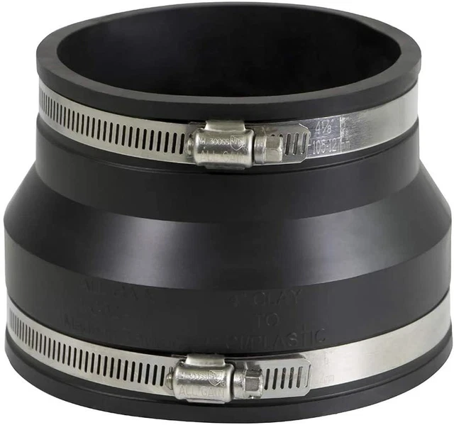 FLEXIBLE RUBBER COUPLING Connectors Stainless Steel Clamps Iron/PVC 4