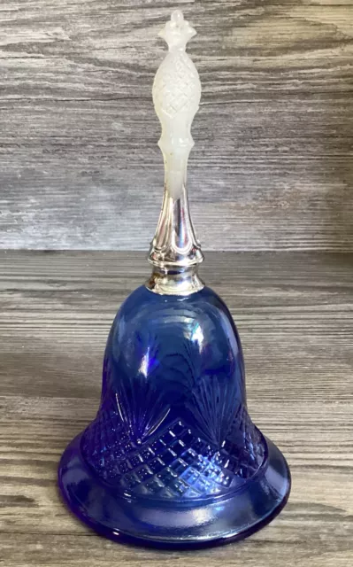 Vintage 1977 Avon 18cm Cobalt Pressed Diamond Cut Blue Glass Bell Perfume Bottle