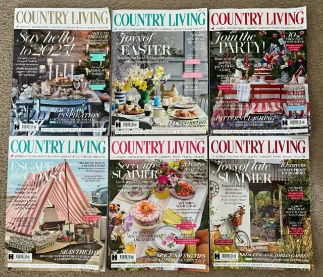 Bundle of 6 Country Living Magazines 2023 Jan, Apr, May, Jul-Sep, UK edition